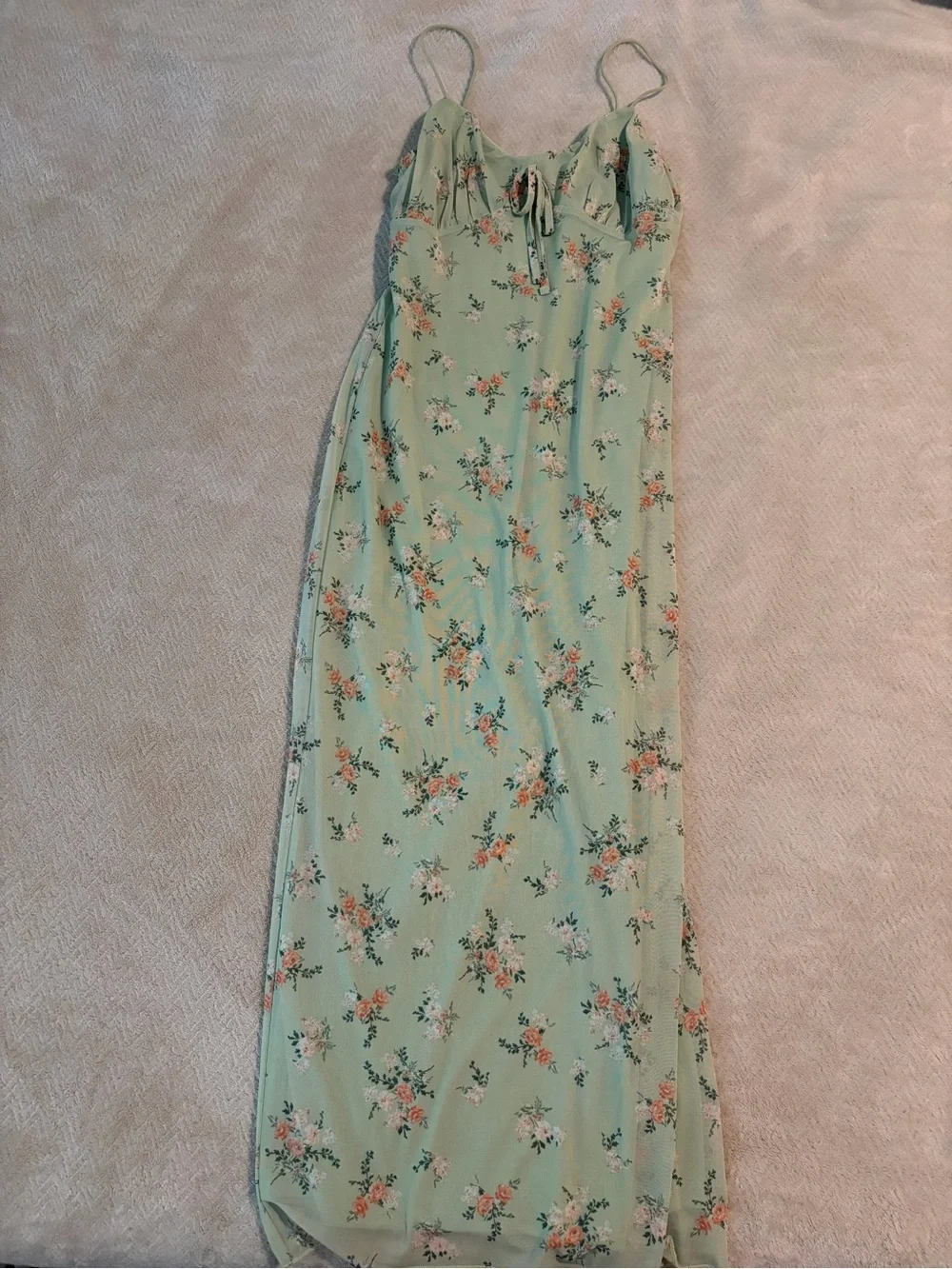Mint Floral Maxi Slip Dress - Picture 1 of 4
